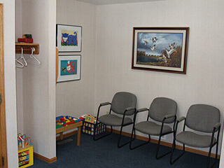 Patient waiting area with kid’s toys